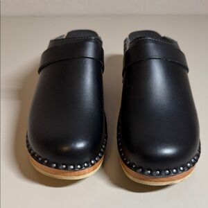 Troentorp Swedish Clogs Black Leather